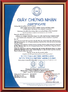 Giấy chứng nhận đèn điện chiếu sáng đường phố
